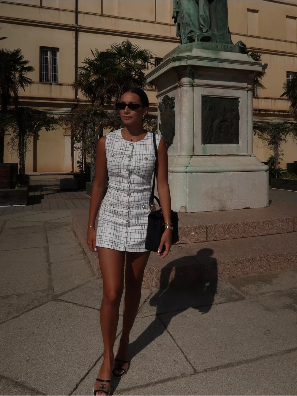 SAME Los Angeles Grace white tweed dress